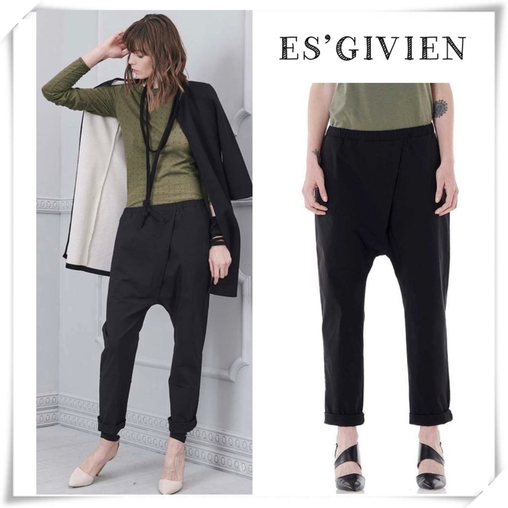 Es’givien La Passione E Energia Stretch Ankle Pants In Black